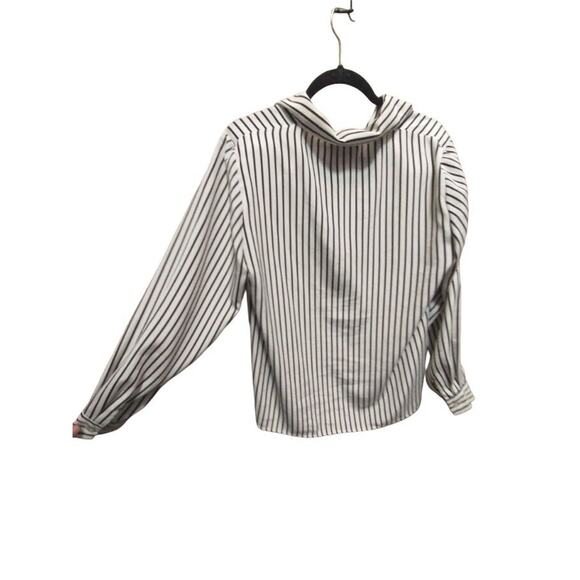 Vintage Leslie Fay Haberdashery Black Striped Button-Down Blouse Size 12 1980s - Picture 9 of 9